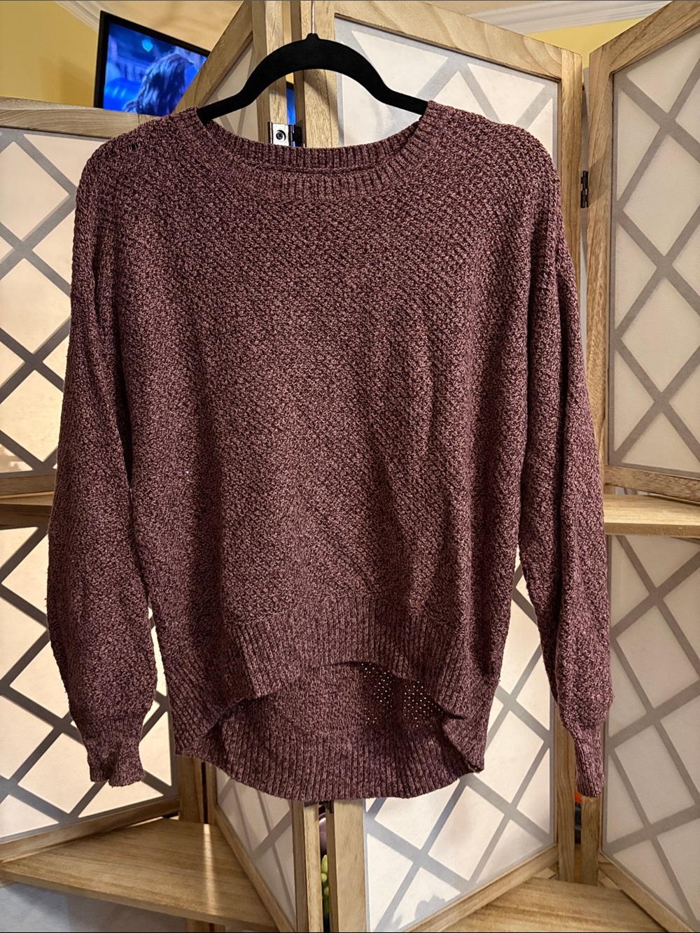 American Eagle Outfitters Chunky Crewneck Sweater - Burgundy Plum